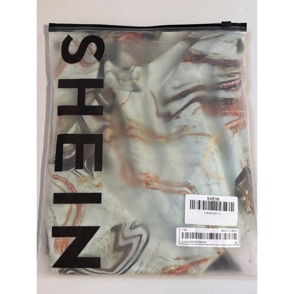 SHEIN Size Large Abstract Marble Print Mesh Long Sleeve Top NWT