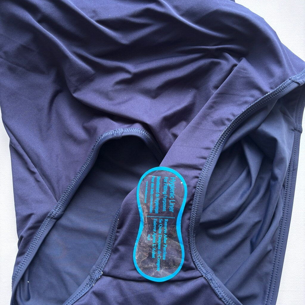 Calvin Klein Women's Size 16 Navy Pleated One-Piece Designer Swimsuit NWT