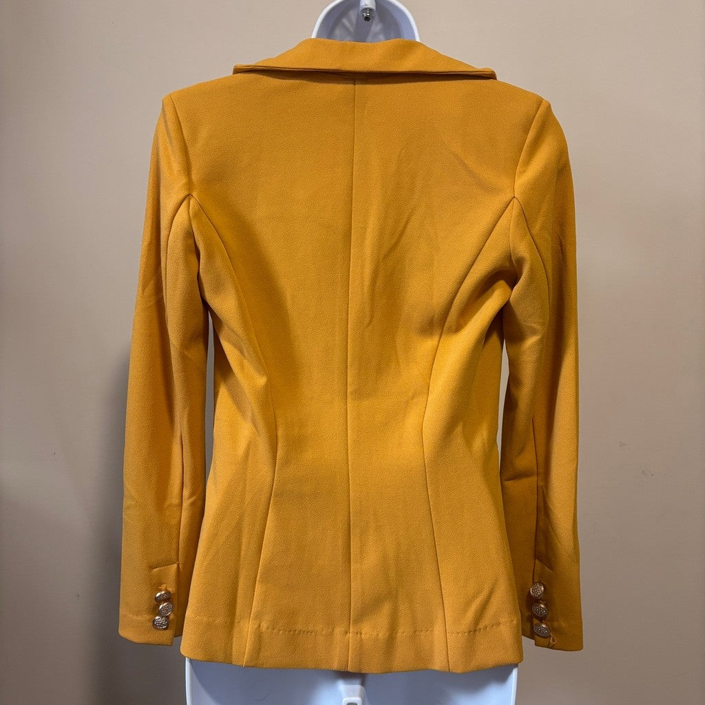 NY Collection Women's Petite Small Gold Scuba Crepe Jacket / Blazer NWT