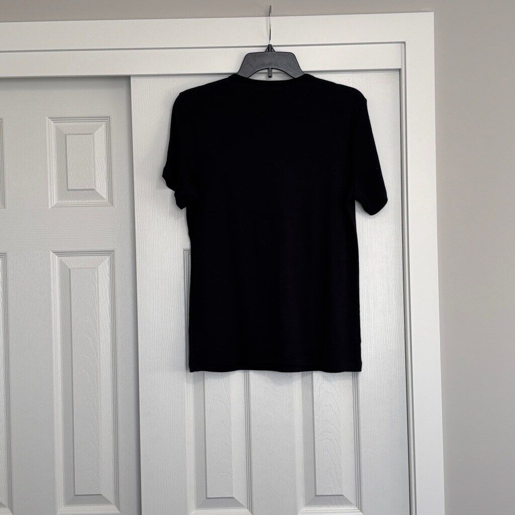 Karen Scott Women's Medium 100% Cotton Black V-Neck Top NWT.