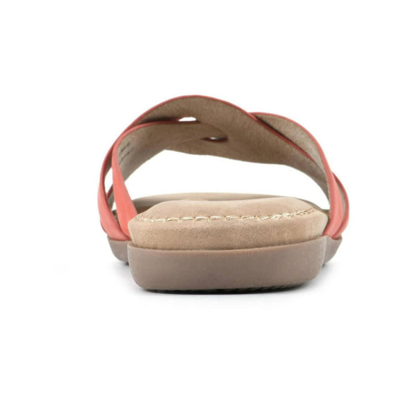 Cliffs by White Mountain Women's 7 Red and Tan Suede Slide Sandal NWT