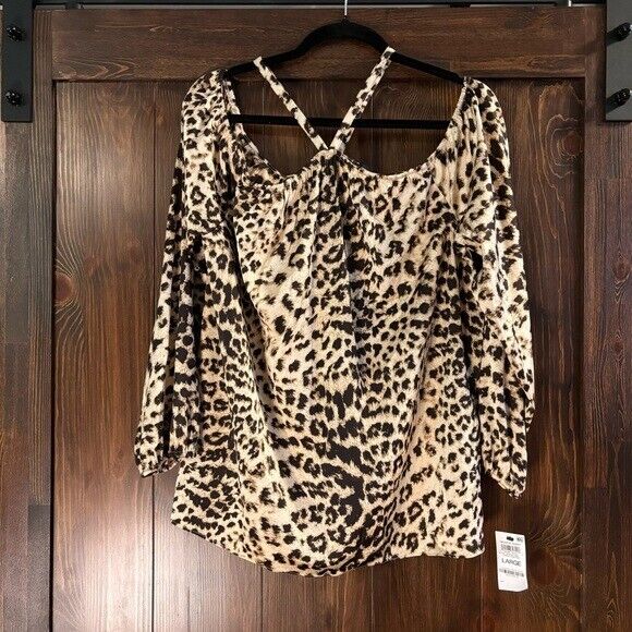 I.N.C. INTERNATIONAL CONCEPTS Women's Printed Long-Sleeve Silky Halter Top NWT