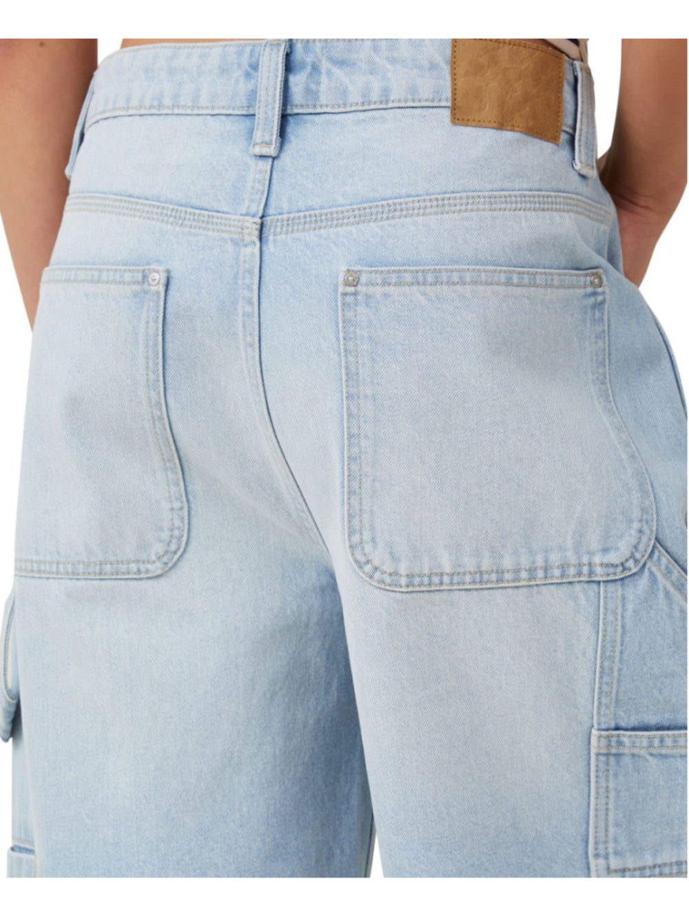 Cotton On Size 10 Light Wash Super Baggy Carpenter Denim Bermuda Shorts NWT