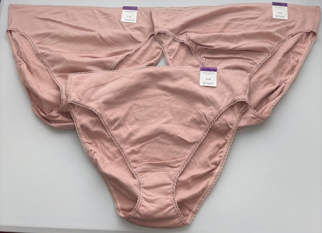 Charter Club Women's Size XXL 100% Cotton 3 Pack of Brief Underwear Pink NWT L15