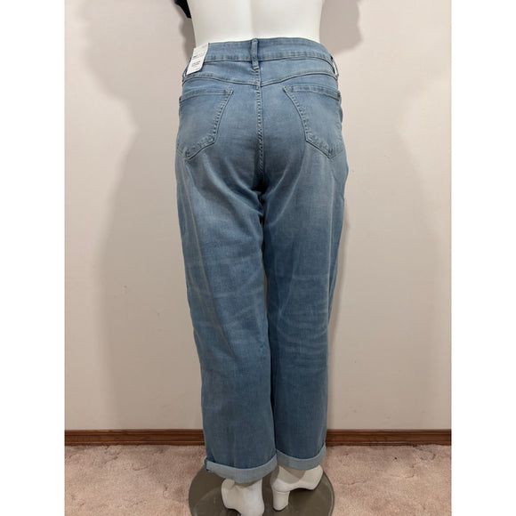 INC International Concepts Size 16 Denim Boyfriend Jeans Distressed Leopard NWT
