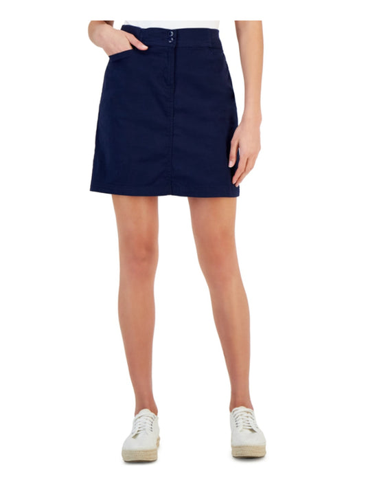 Karen Scott 14 Petite Navy Blue Knit Waistband Skort w/ Pockets NWT