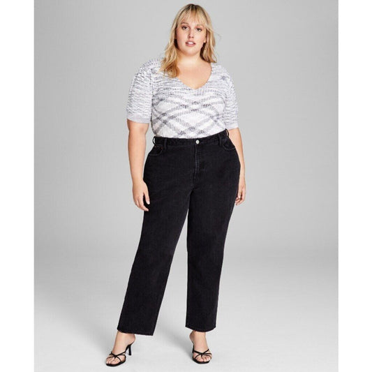 And Now This Plus Size Cotton High Rise Ripped Black Jeans NWT