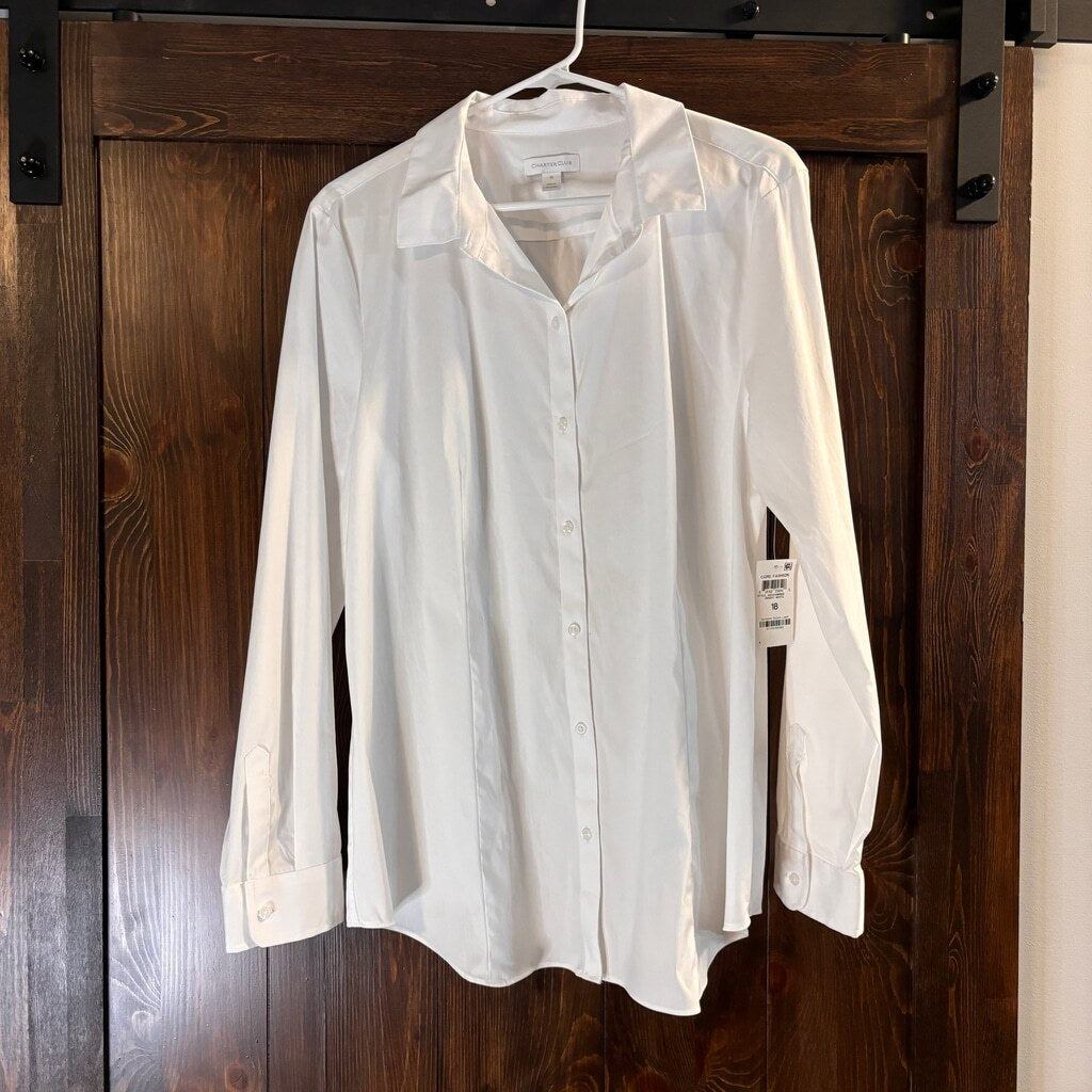 Charter Club Women's Size 18 White Classic Button-Down Dress Shirt NWT