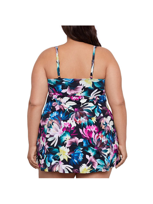 Swim Solutions Plus Size 18W Floral Swimdress One Piece Swimsuit NWT