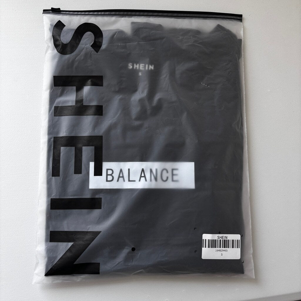 SHEIN Men's Small Black Casual Graphic "Balance" Sporty Short Sleeve T-Shirt NIB