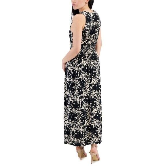 I.N.C. INTERNATIONAL CONCEPTS Petite Floral Printed White & Black Maxi Dress NWT