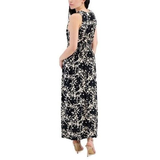 I.N.C. INTERNATIONAL CONCEPTS Petite Floral Printed White & Black Maxi Dress NWT