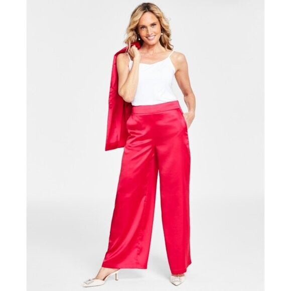 I.N.C. INTERNATIONAL CONCEPTS Hot Pink Satin High Rise Dress Pants NWT