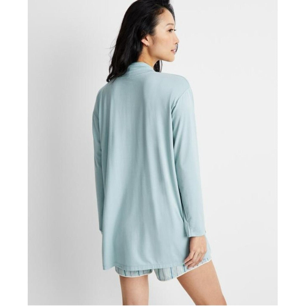 State of Day Women's Light Blue Knit Open Front Pajama / Lounge Cardigan NWT