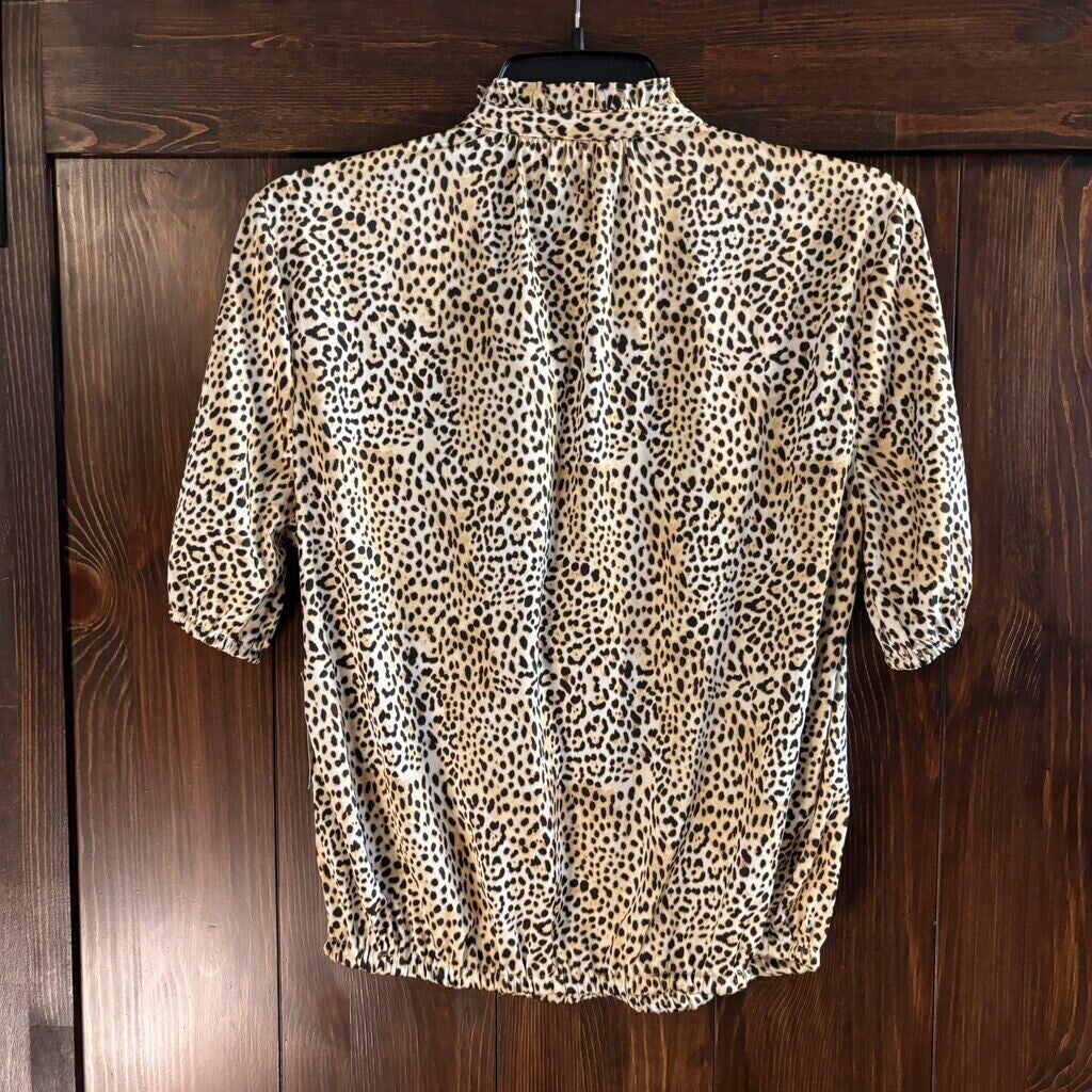 I.N.C. International Concepts Cheeta Tie-Neck Short-Sleeve Blouse NWT