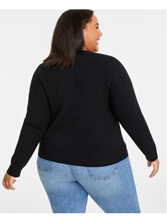 On 34th Plus Size 2X Black Soft Crewneck Pull-Over Sweater NWT