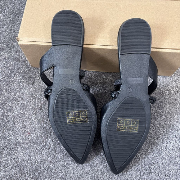 Journee Collection Women's Size 9 Black Olivea Braided Slides / Sandals NIB