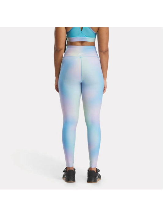 Reebok Women's Medium Blue Lux Bold High Rise Tie Dye Printed Leggings NWT