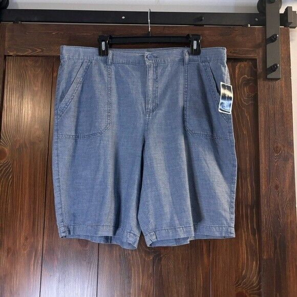 Karen Scott Women's Mid Rise Blue Chambray Shorts NWT