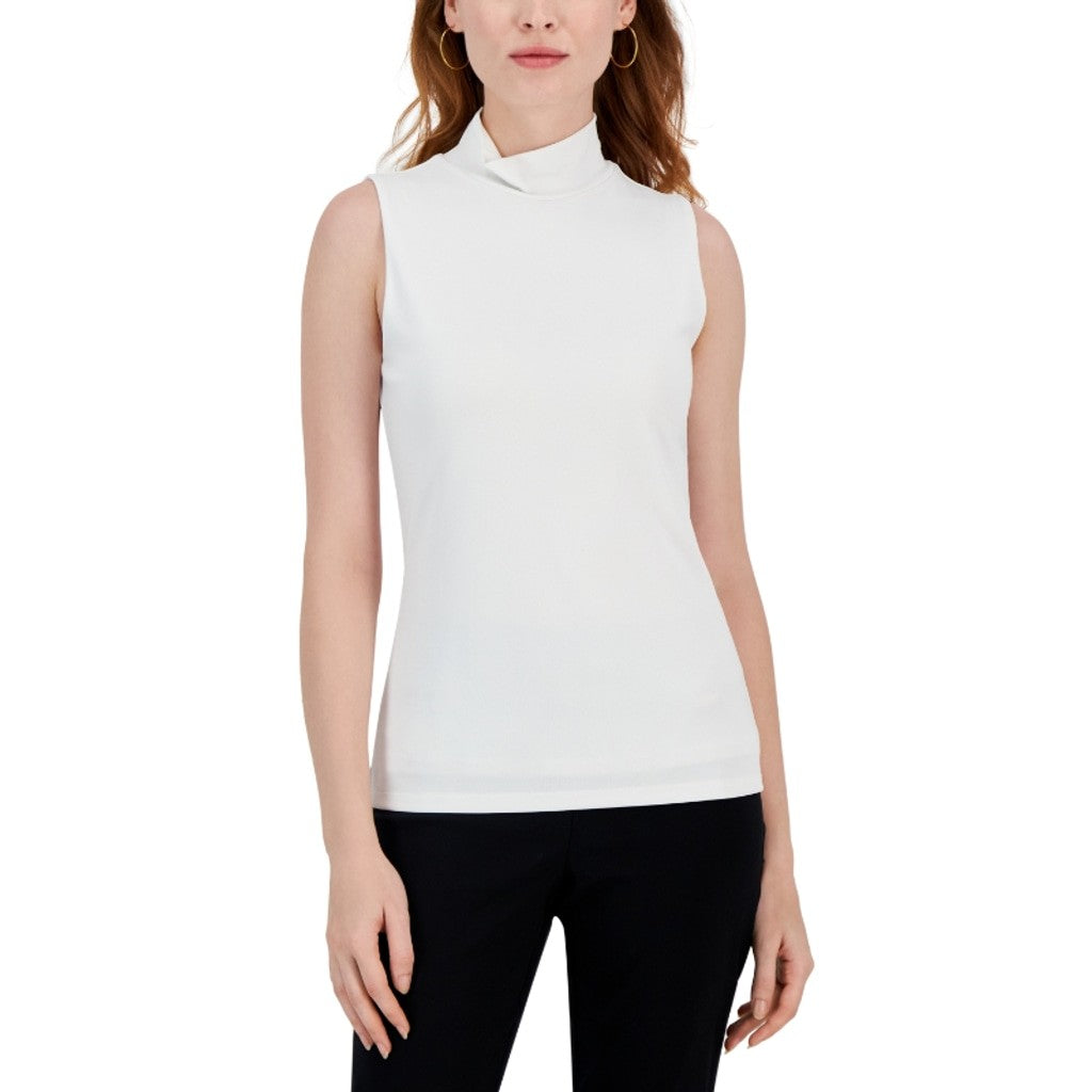 INC International Concepts Size Large Off White Mock Neck Sleeveless Top NWT