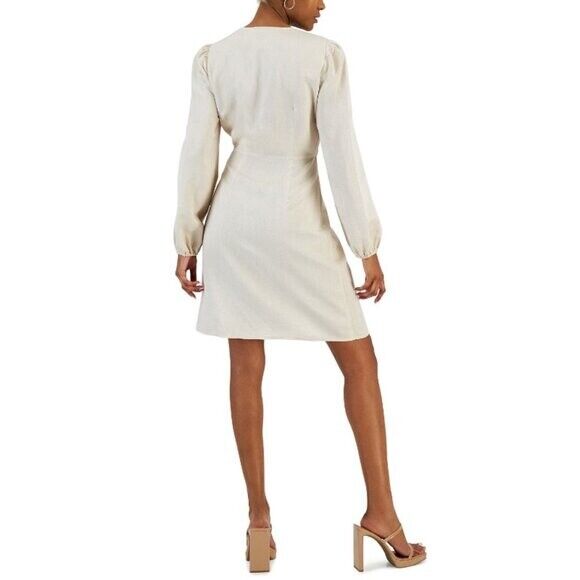 I.N.C. International Concepts Women's Sparkly Linen Twist-Front Dress NWT
