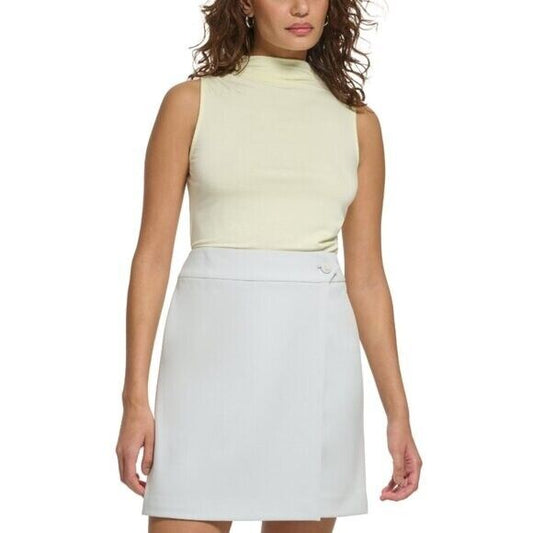 CALVIN KLEIN Women's XL Petite Mock Neck Butter Yellow Sleeveless Top NWT