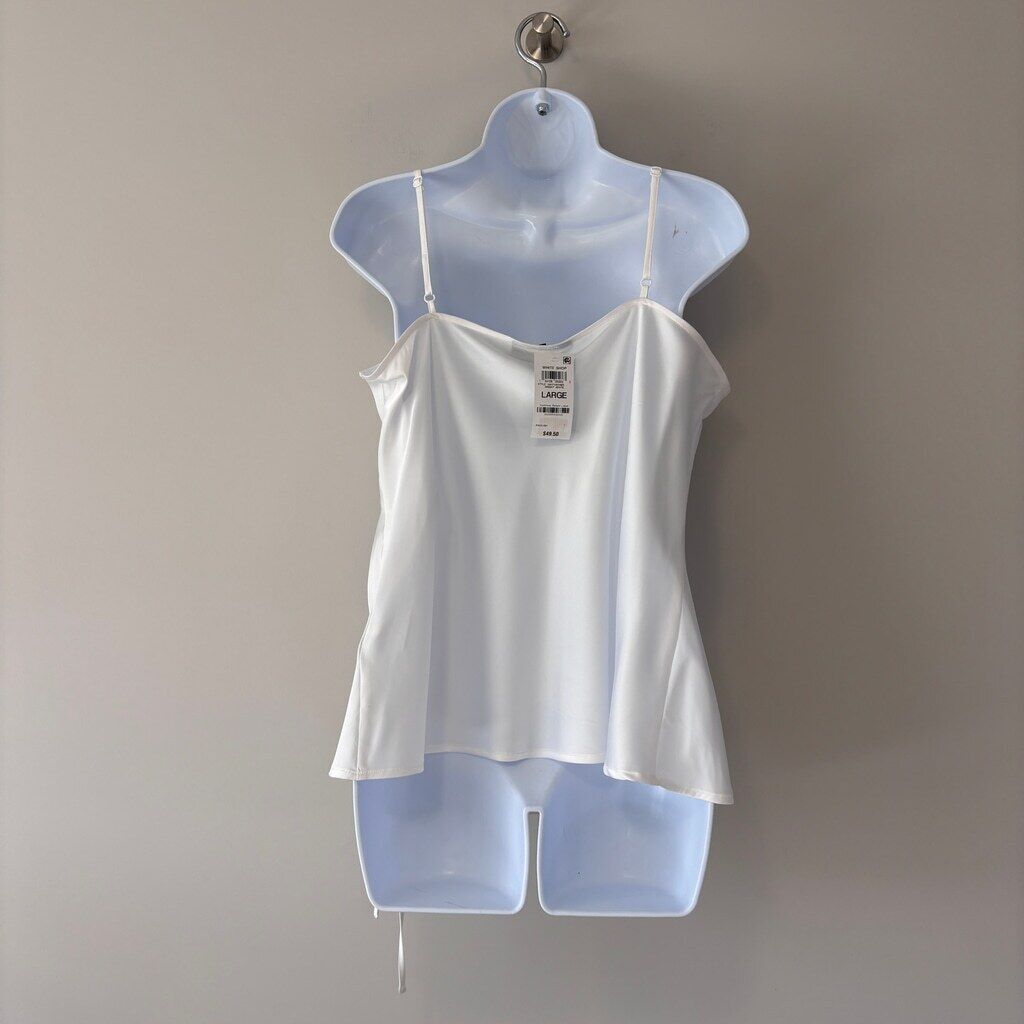 INC International Concepts Women's Size Large Ruched White Satin Camisole NWT
