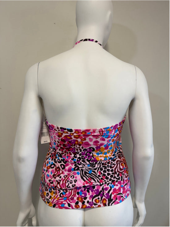 Jessica Simpson Size XL Pink Multi-Color Animal Print Tankini Swim Top NWT