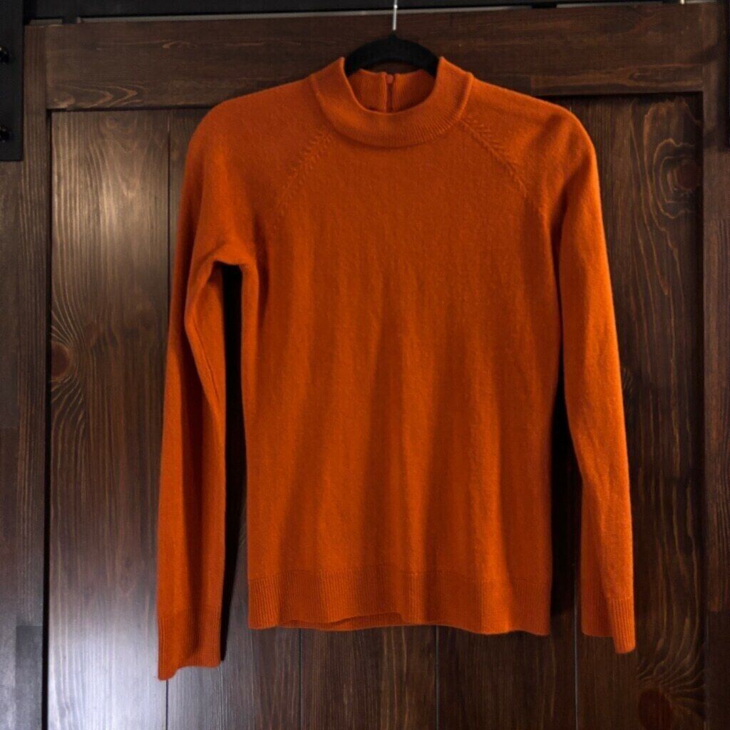 Karen Scott Petite Mock Neck Zip-Back Orange Knit Sweater NWT