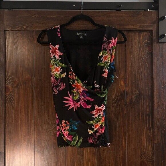 I.N.C. International Concepts Size XS Floral Printed Mesh Crossover Top NWT