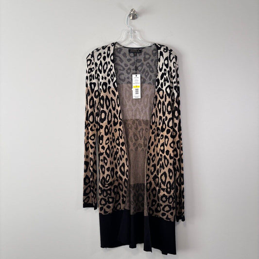 Joseph A Women's Medium Ombre Leopard Long Open-Front Cardigan NWT
