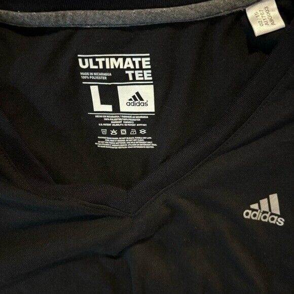 Adidas Women's Size Large Ultimate Short Sleeve V-Neck Black Tee NWOT Size Large