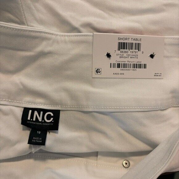 I.N.C. International Concepts Women's Curvy White Mid Rise Pull-On Shorts NWT