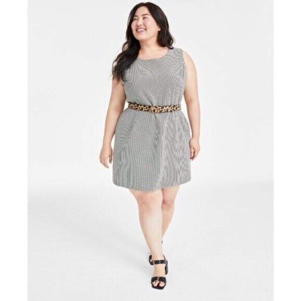 On 34th Plus Size 20W White and Black Houndstooth Double-Weave Sheath Dress NWOT