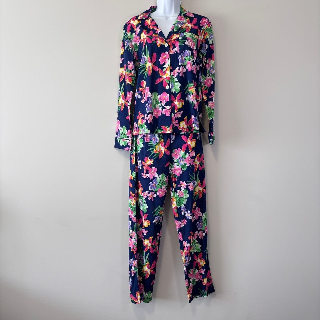Ralph Lauren Women's M Navy & Multicolor Floral 2-Pc. Printed Pajamas Set NWT
