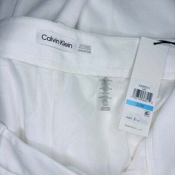 Calvin Klein Women's White High Rise Wide Leg Pants Trousers NWT