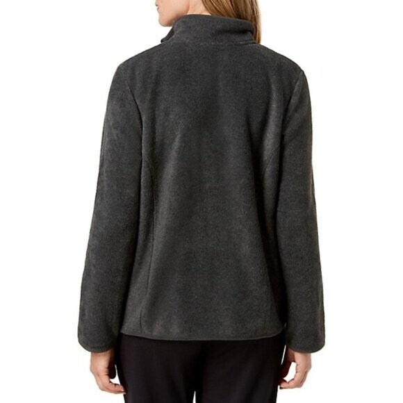 Karen Scott Charcoal Grey Zip-Up Zeroproof Fleece Sweater Jacket NWT