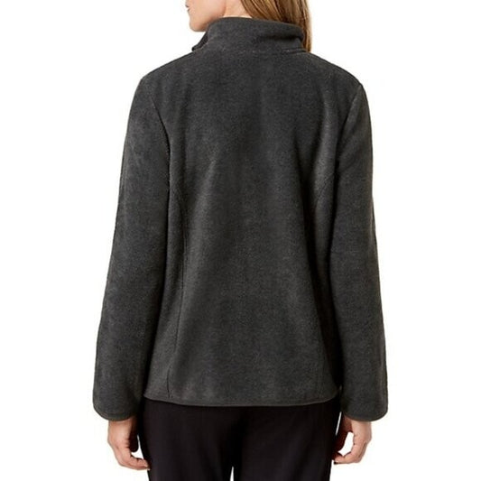 Karen Scott Charcoal Grey Zip-Up Zeroproof Fleece Sweater Jacket NWT