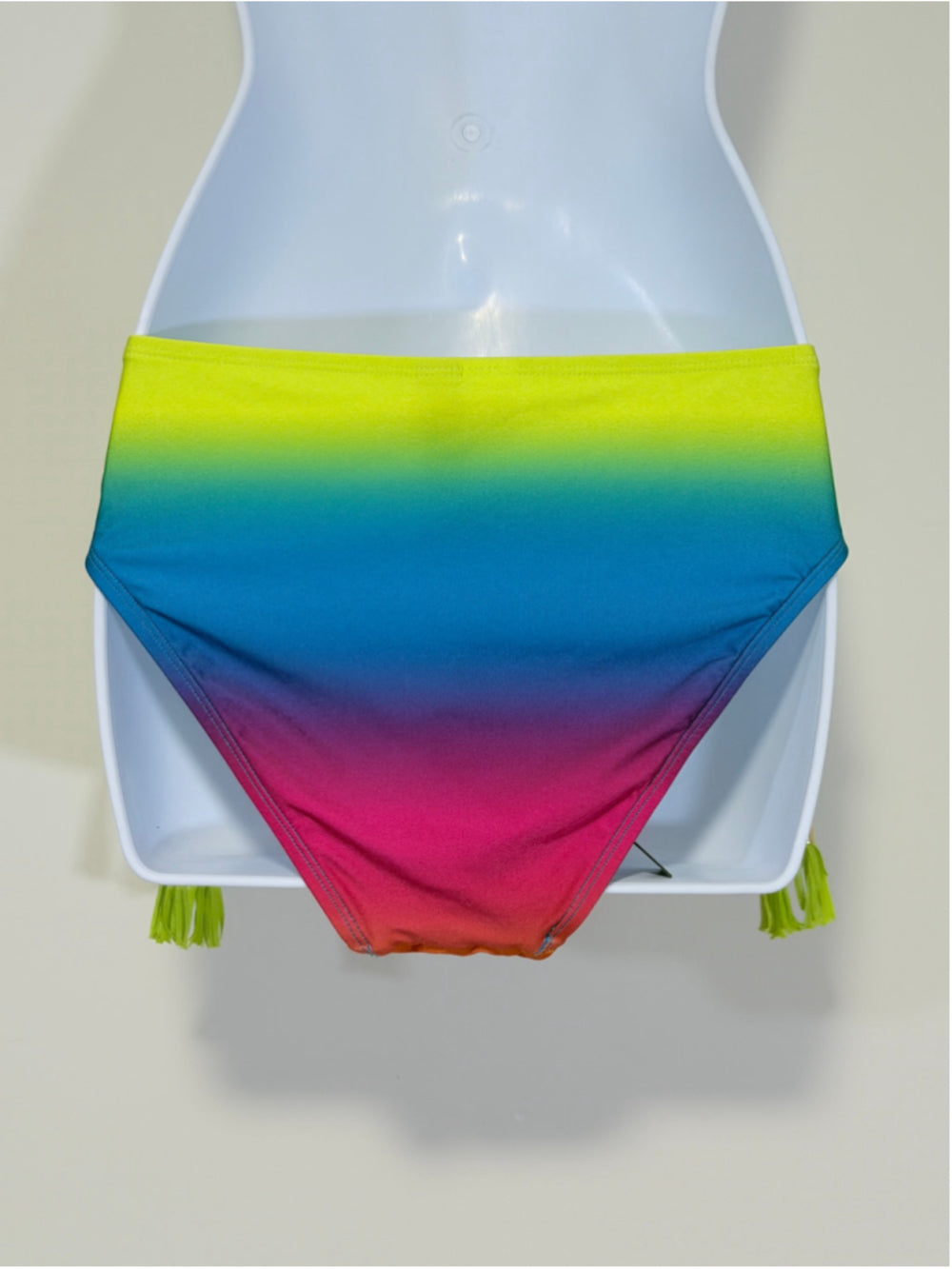 La Blanca Women's 10 Ombre Multicolor Setting Sun Tassel-Tie Hipster Bottoms NWT