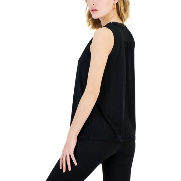 I.N.C.  International Concepts Women's Black V-Neck Stud-Trim Tank Top NWT
