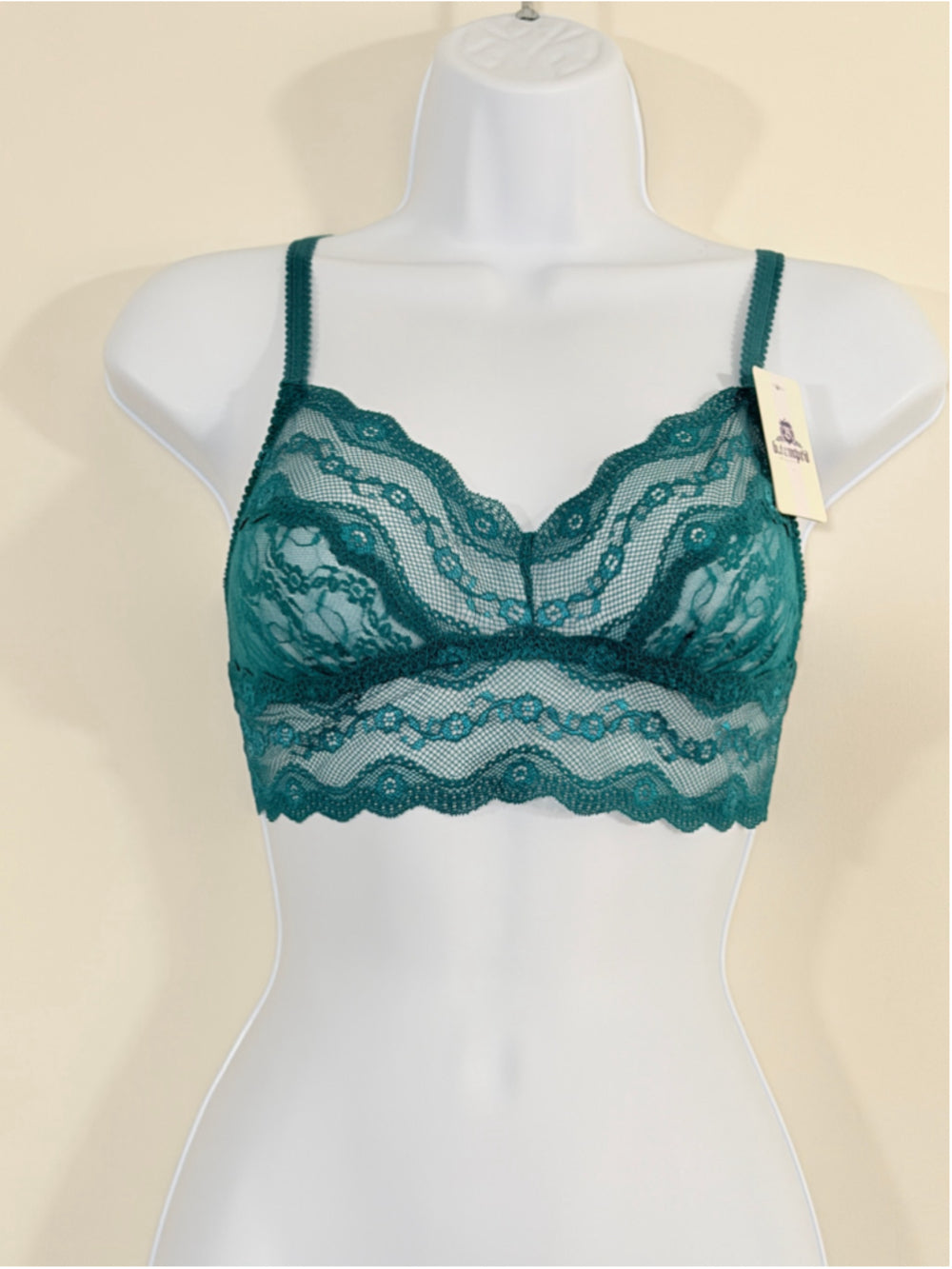 b.tempt'd by Wacoal Women's Size Medium Green Lace Kiss Bralette NWT