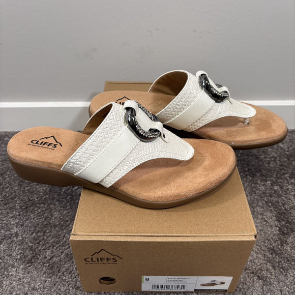 Cliffs by White Mountain Women's 7 & 8 White Benedict Comfort Sandals NWT