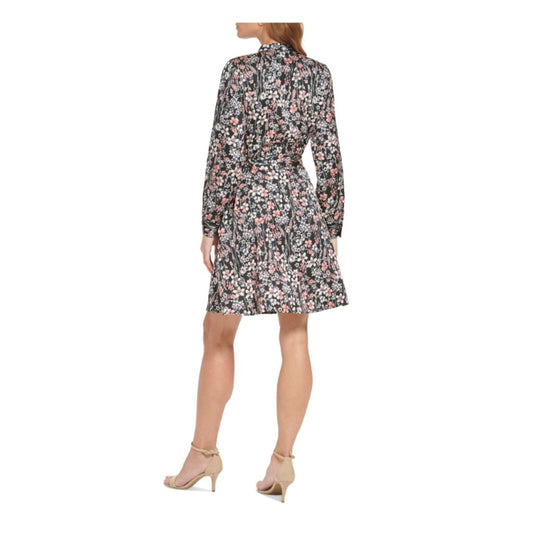 Tommy Hilfiger Women's 6 Belted Button Down Floral Mandarin Collar Dress NWOT
