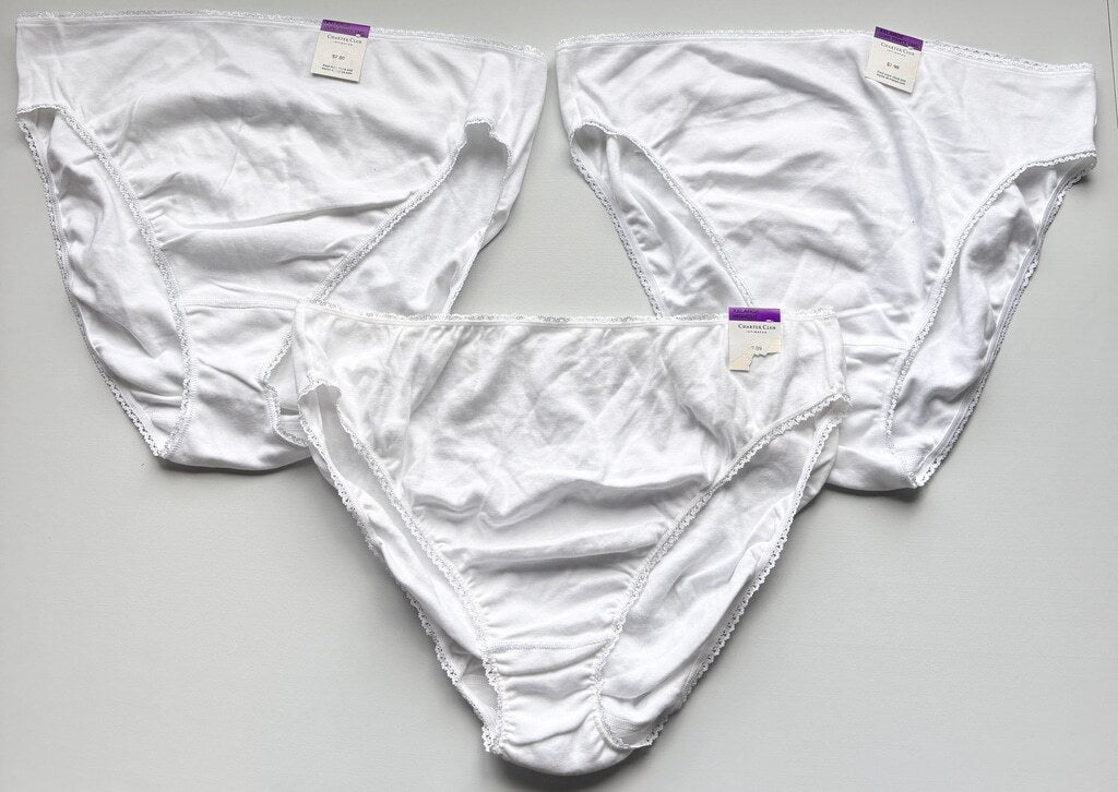 Charter Club Women's Size XXL White 100% Cotton 3 Pack of Brief Underwear NWT L2