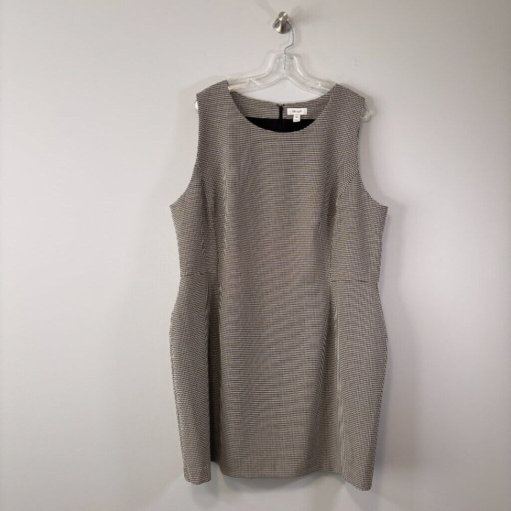 On 34th Plus Size 20W White and Black Houndstooth Double-Weave Sheath Dress NWOT