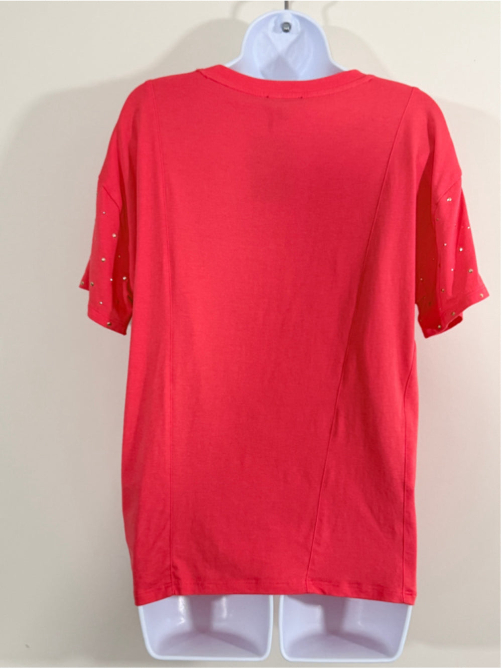 DKNY Size Medium Coral Stud Sleeve Tee Top Short-Sleeved T-Shirt NWT