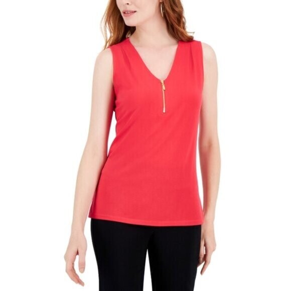 I.N.C. International Concepts Women's XS Sleeveless Hot Pink 1/4-Zip Top NWOT