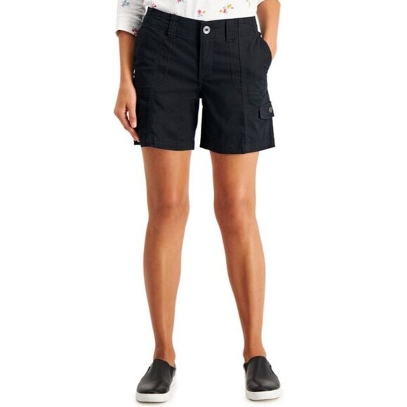 Style & Co Women's Petite Black Casual Comfort-Waist Cargo Shorts NWT