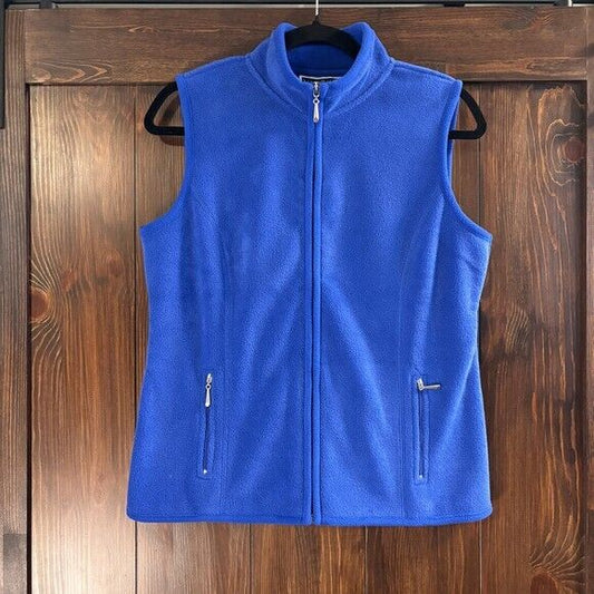 Karen Scott Women's Petite Blue Princess-Seam Zeroproof Fleece Vest NWT