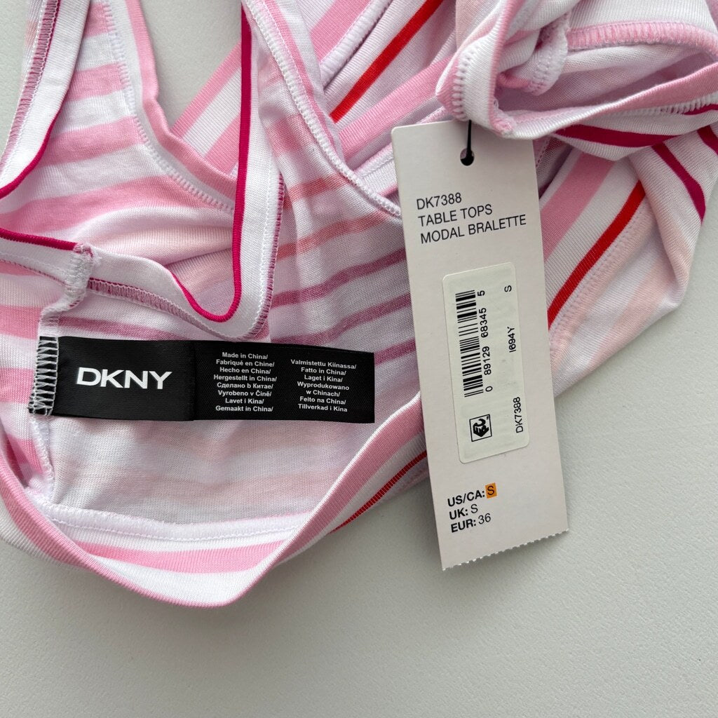 DKNY Women's Designer Pink & White Bralette / Sports Bar NWT